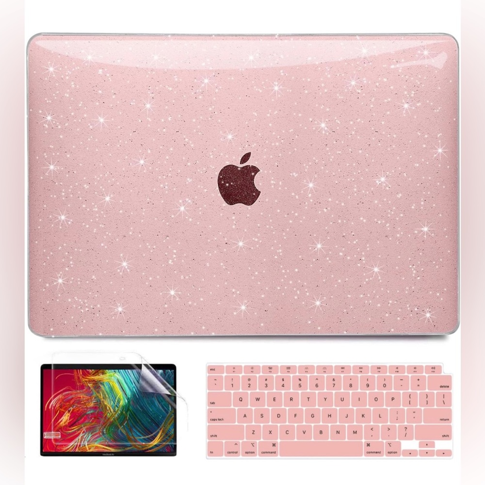 Glitter Plastic Laptop Hard Shell Case +Keyboard Cover + Screen Protector